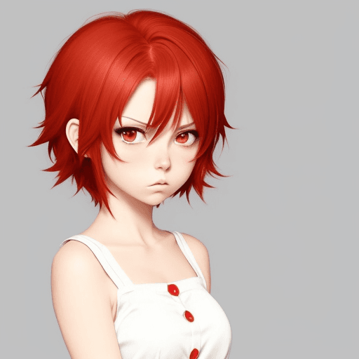 AI generated: cute anime girl short red hair annoyed