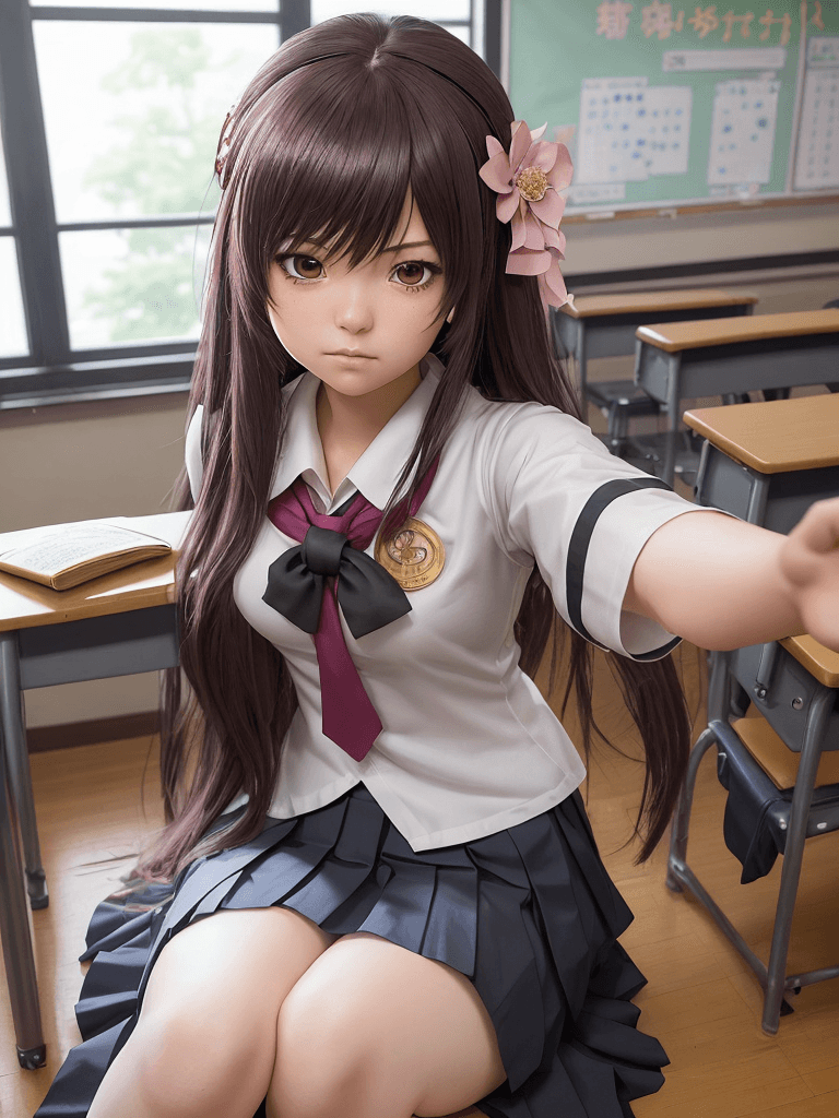 AI generated: girl, anime megurine luka, wear school clothes from Thailand, ((long skirt pleated)), best details, ...