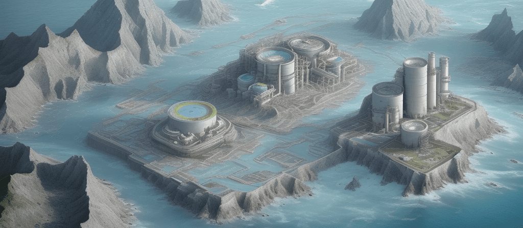 AI generated: An imaginative landscape on the subject of data integration and data analysis. The ocean washes up t...