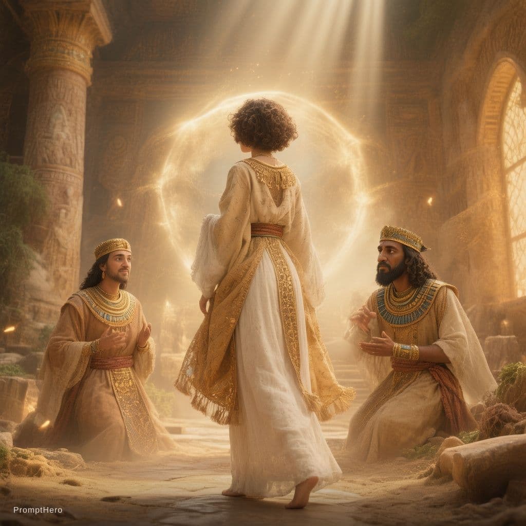 AI generated: You need to design a background slides for TheSchool Play A Brave Journey : The Story of the prophet...