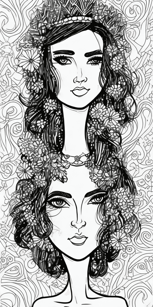 AI generated: 2d black sketching, "FEMALE FIGURE" coloring page, low detailed design, white background, black stro...