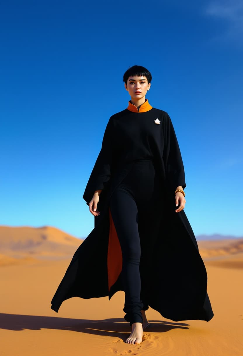 AI generated: A 32yo Wynona Ryder look-alike as the shepherd of mix christian and bouddhist future religion : shor...