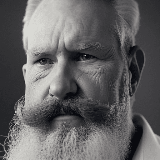 AI generated: The image features an older man, a long white beard and mustache,  He has a stern expression, giving...