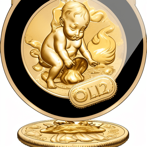 AI generated: a shining golden coin picturing a golden stinky dirty diaper on a transparent background
