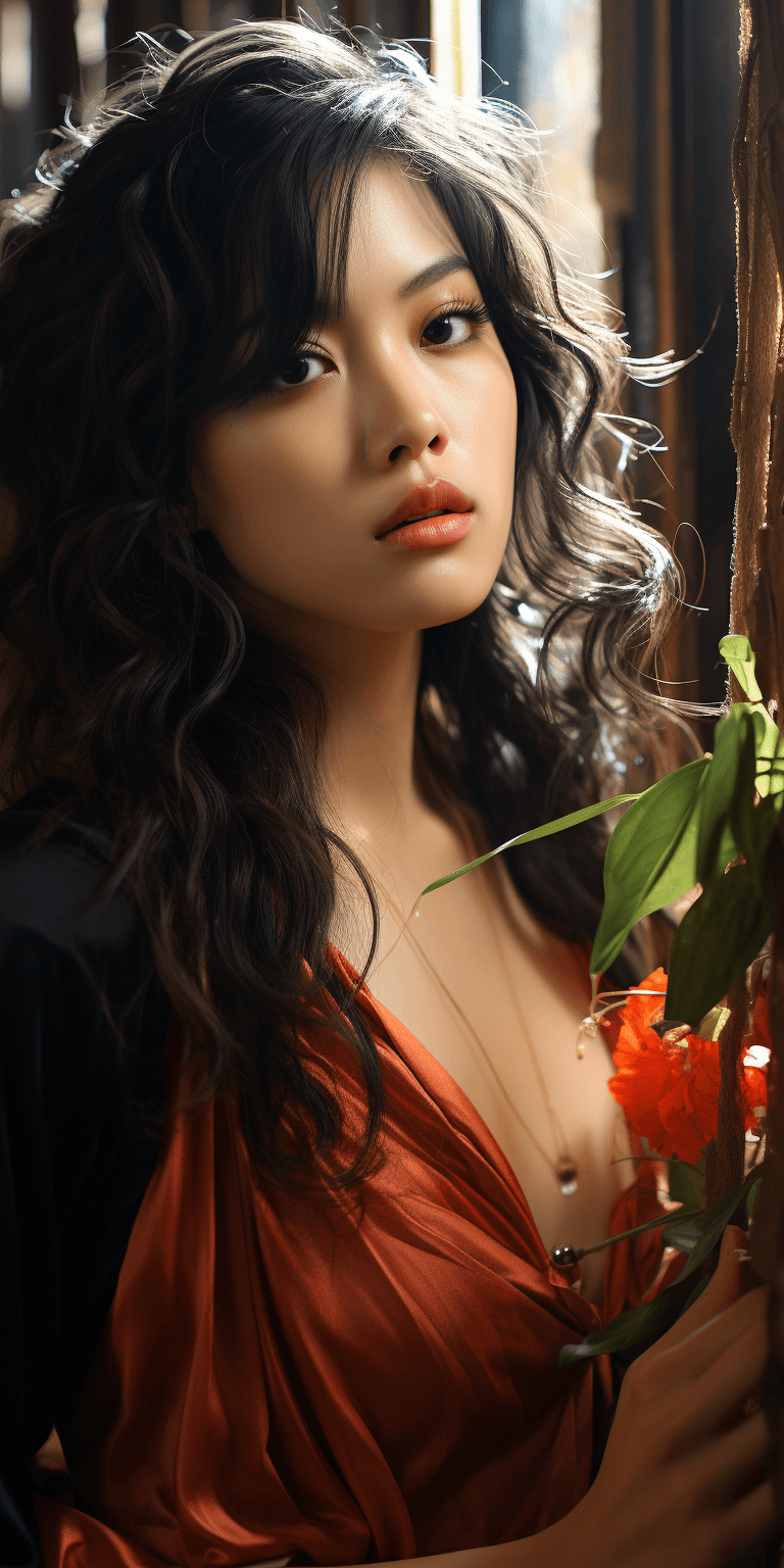 AI generated: an Asian woman in stockings, in the style of unreal engine 5, sentimental realism, realistic yet eth...