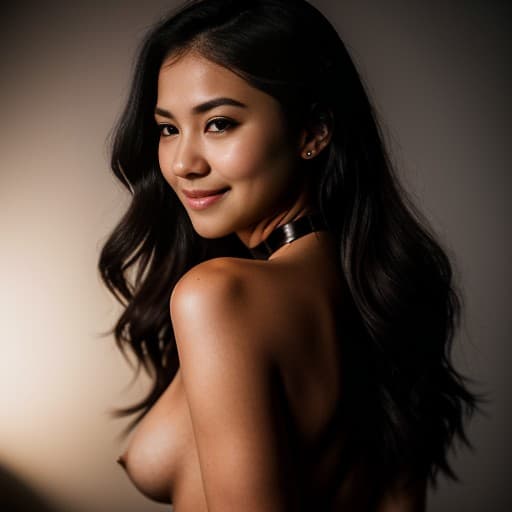 AI generated: An (22.3) year old (slavewoman:1.1) with (dark:1.2) wavy hair is totally (naked:1.1) in a completely...