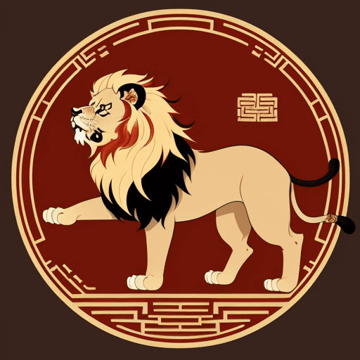 AI generated: a chinese lion, vector illustration, chinese style, chinese elements