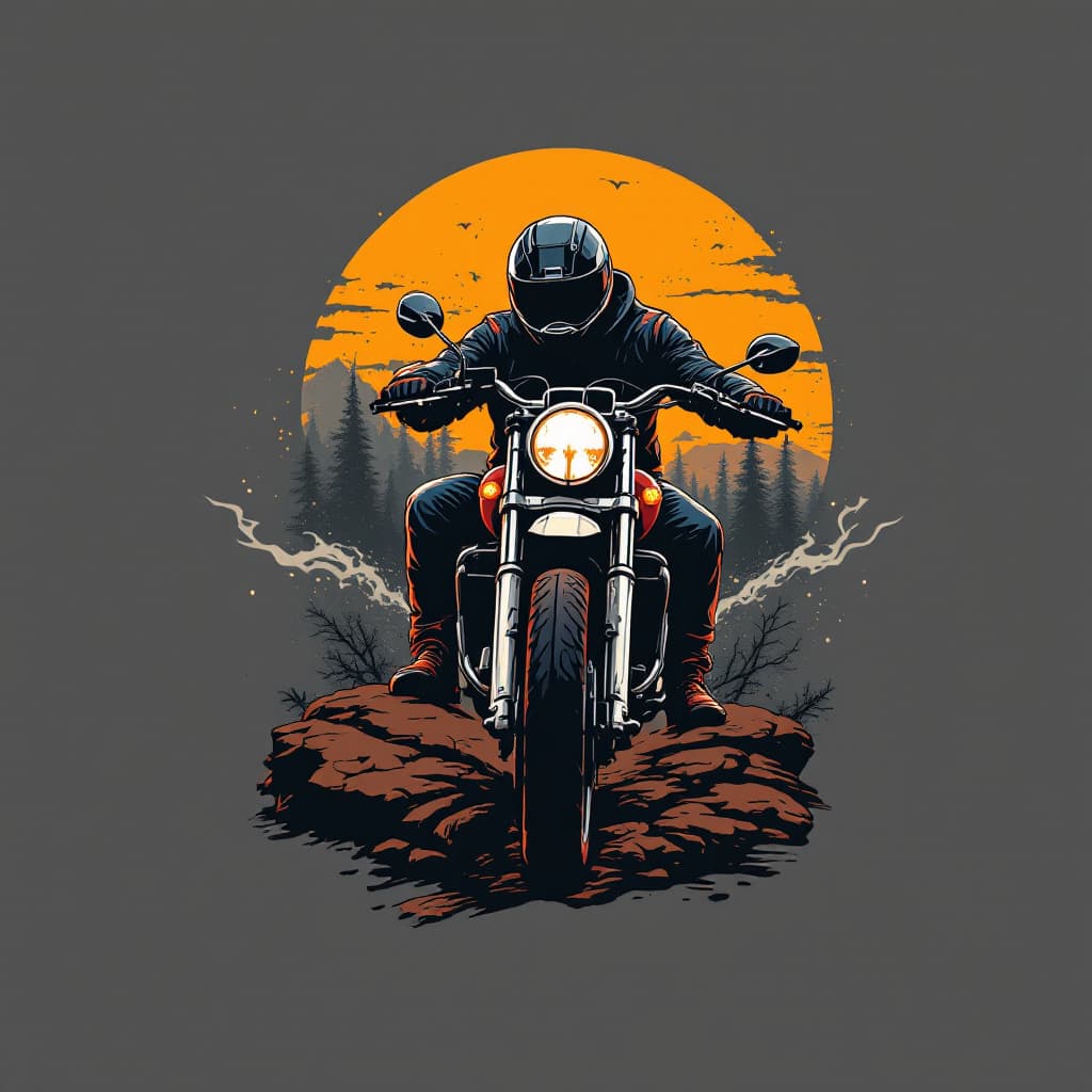 AI generated: motorcycle adventure T-Shirt logo, without hinterground