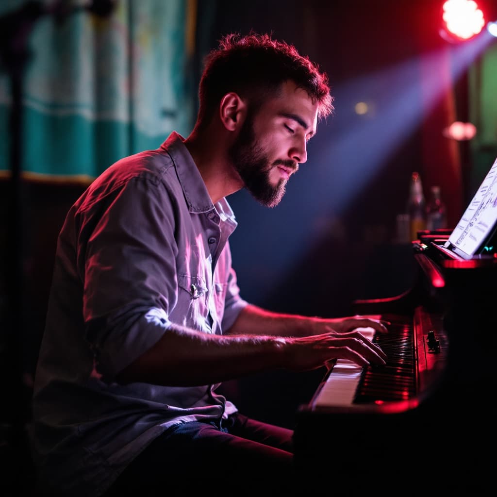 AI generated: a piano player in jamaica vibes 
