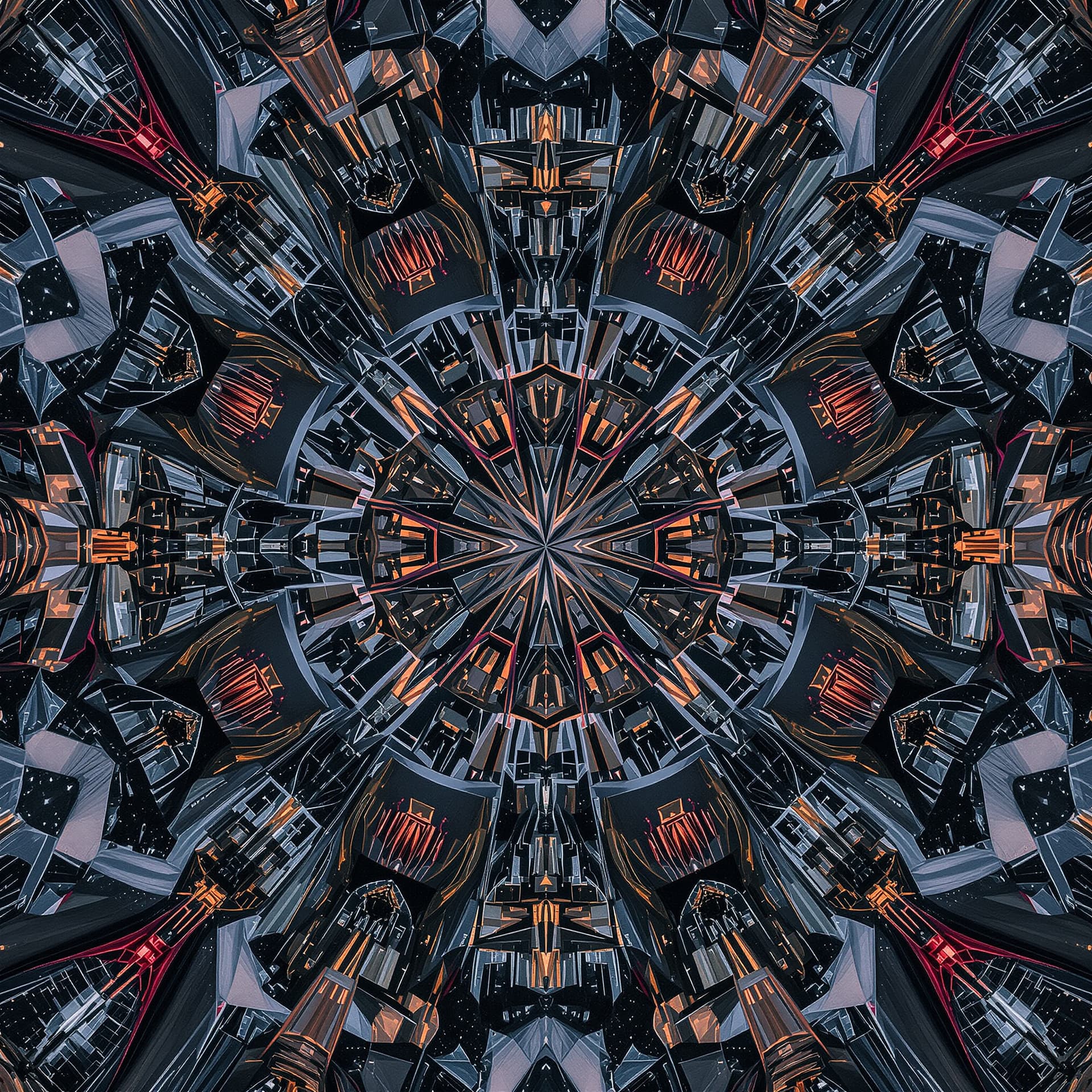 AI generated: a fractal mirror image of a highly advanced fractal city