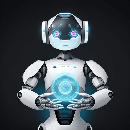 AI generated: Genera una imagen detallada de un escenario fascinante: Un robot de color blanco de diseño elegante ...