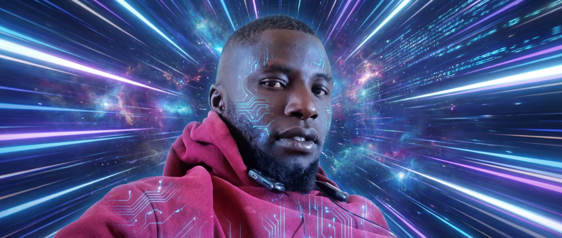 AI generated: put me in a hyperspace technogic worls
