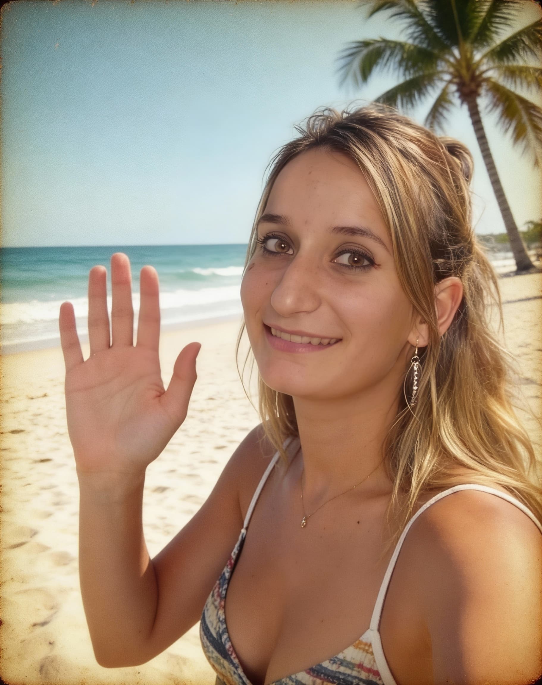 AI generated: She's on a trip to the beach,wearing clothes that make sense of the location.She's on a trip to the ...