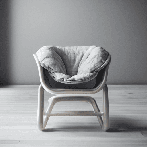 AI generated: photo of a ultra realistic baby chair, soft light, inside a modern kitchen, cinematic lighting, batt...