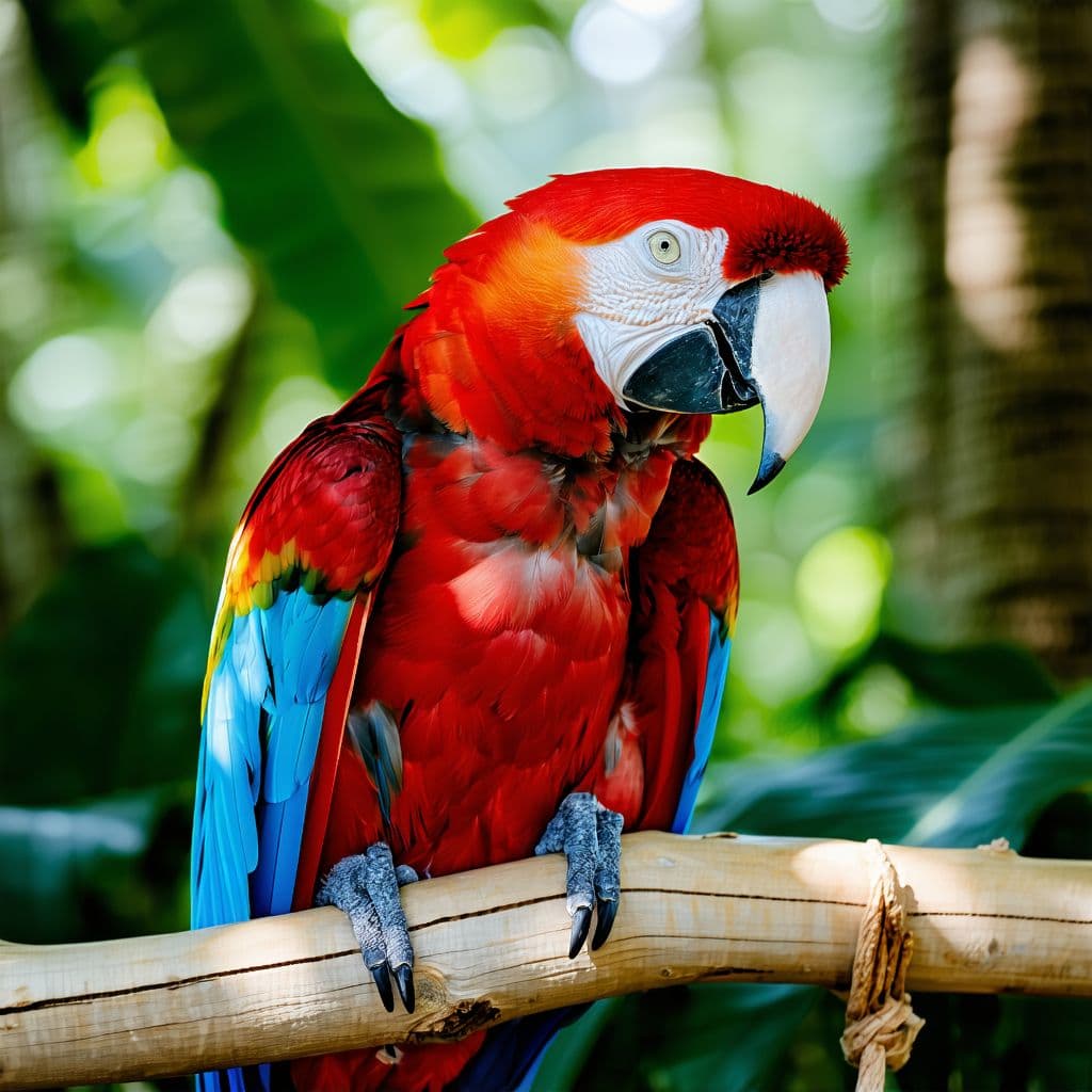 AI generated: macaw in the carribean, natural light, post processing, color grading, wildlife photography, hd, pho...