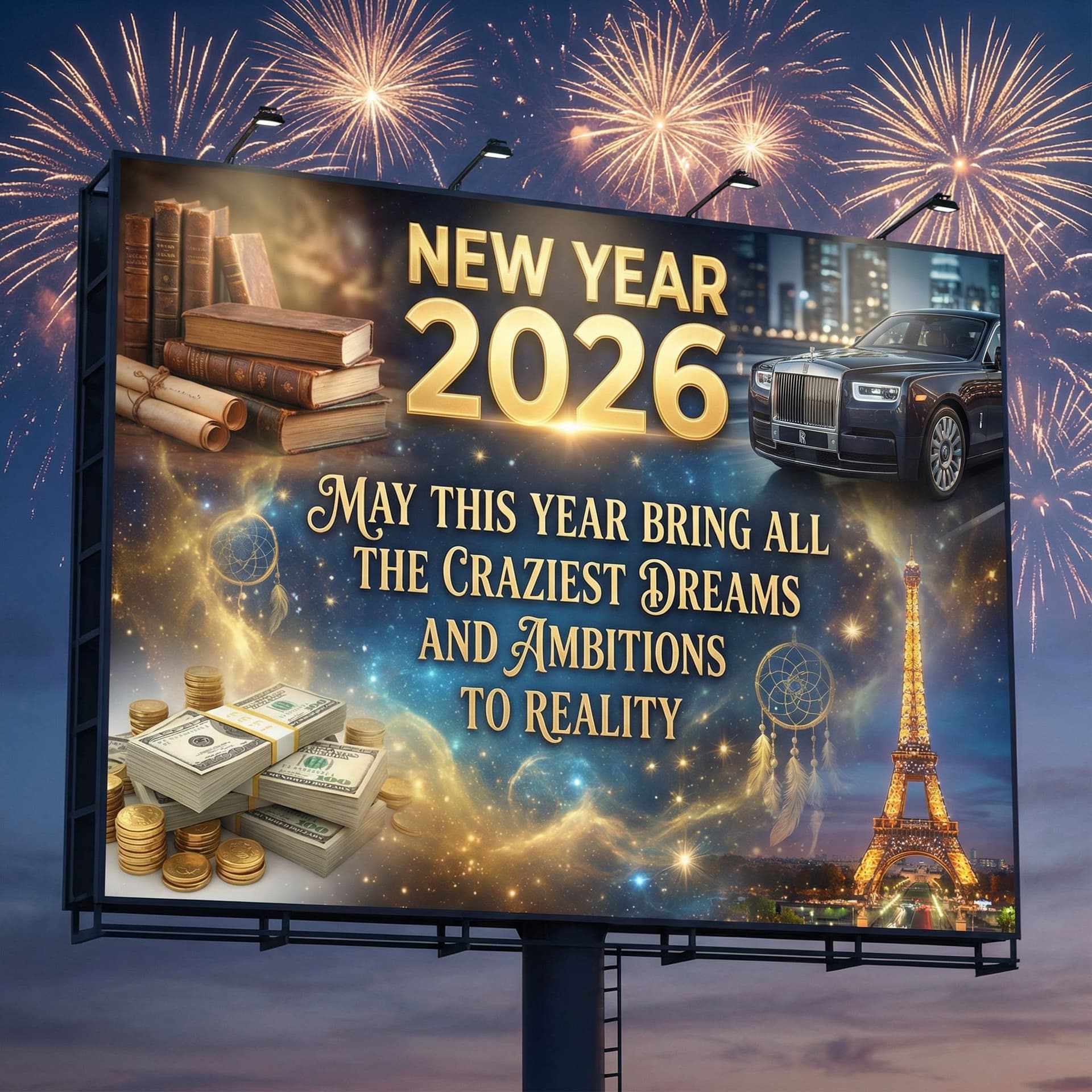 AI generated: i want An biggest image poster possible for new year 2026 where the main slogan and only text to be ...