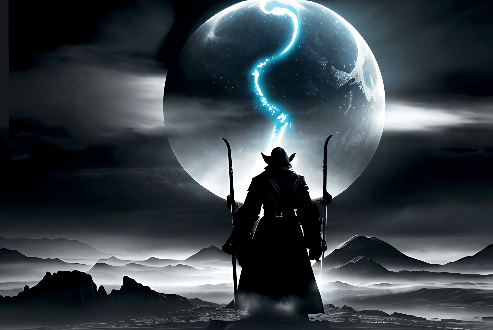 AI generated: cinematic, film, imax, highly detailed Illustration, bleak, Mordor, lord of the rings, flying dragon...
