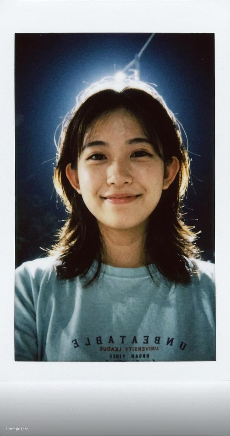 AI generated: Japanese girl, 18-21 years old, brown hair, high-quality photo portrait, shot on a Polaroid camera, ...