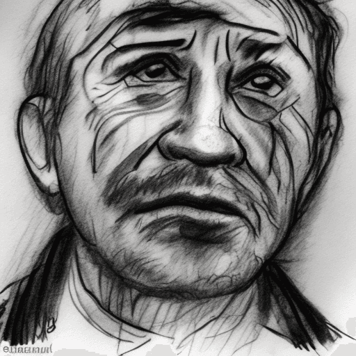 AI generated: rough ink portrait sketch of gulag