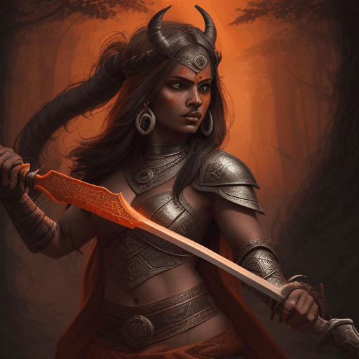 AI generated: the swords of the dragonborn, in the style of south-indian vilager in forest, magali villeneuve, clo...