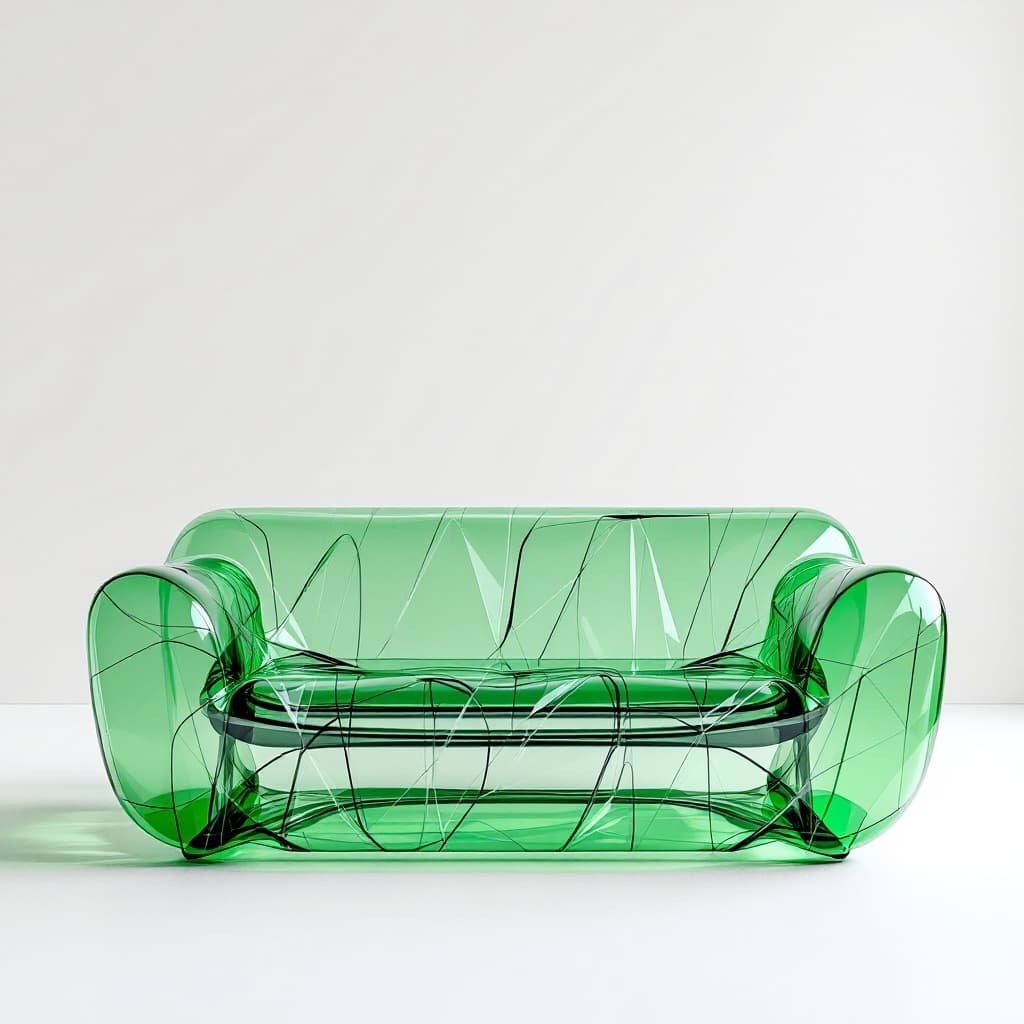 AI generated: hyper realistic, ultra-resolution photography, front shot, vibrant green color transparent vinyl mat...
