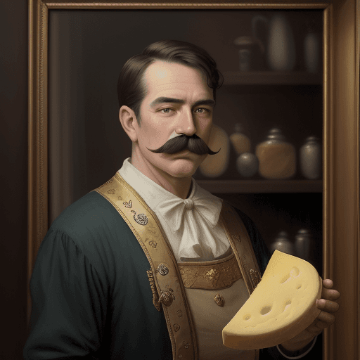 AI generated: The image is old oil painting style features a younger man, with a mustache,  He is a king, giving t...