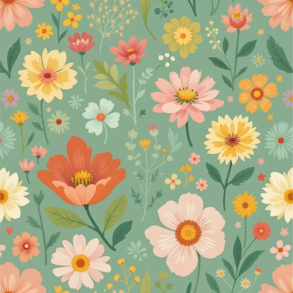 AI generated: Aesthetic Flowers :: retro design pattern :: multi-color :: simple --ar 2:3 --quality 2  --s 750
