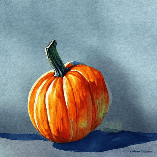 AI generated: pumpkin, bright sunny day, digital painting, watercolor painting oil