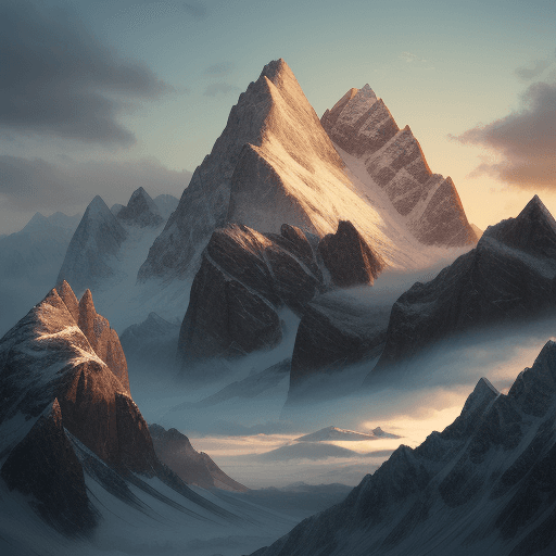 AI generated: You are a master of image design, make me a picture of a mountain scene enlivened with dragons and m...