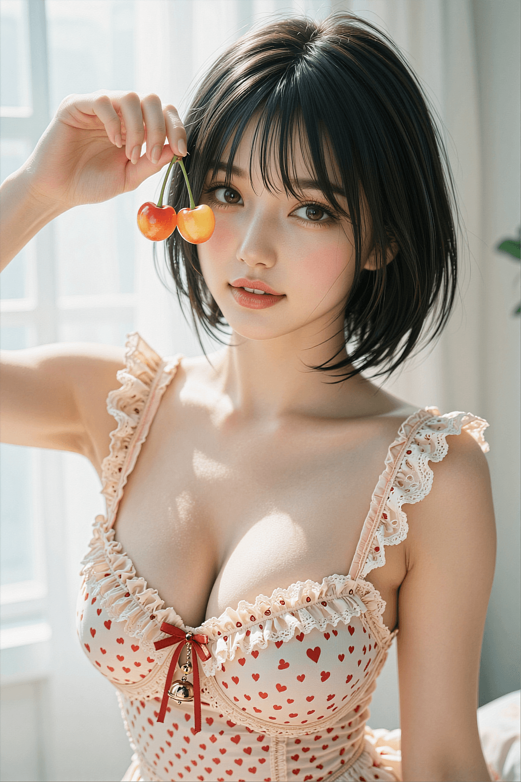 AI generated: A highly detailed, photorealistic, cinematic vertical medium-close-up shot of a beautiful young East...