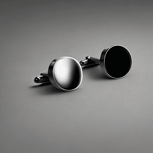 AI generated: award winning photography of pair of cufflinks on coffee table, minimalism, long time exposure, desa...