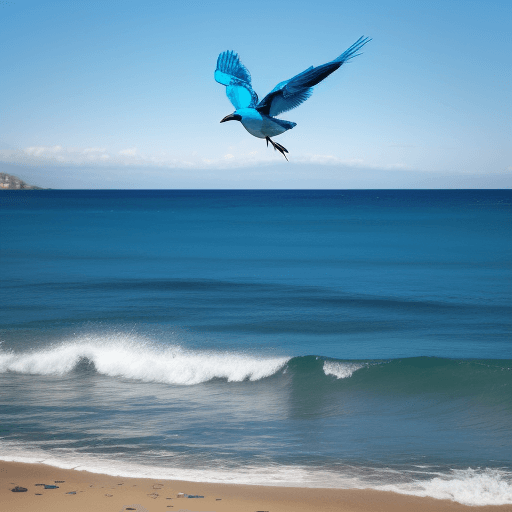 AI generated: UN PÁJARO AZUL EN EL MAR 