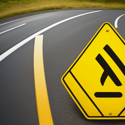 AI generated: close up of a yellow traffic sign indicating a winding road.
