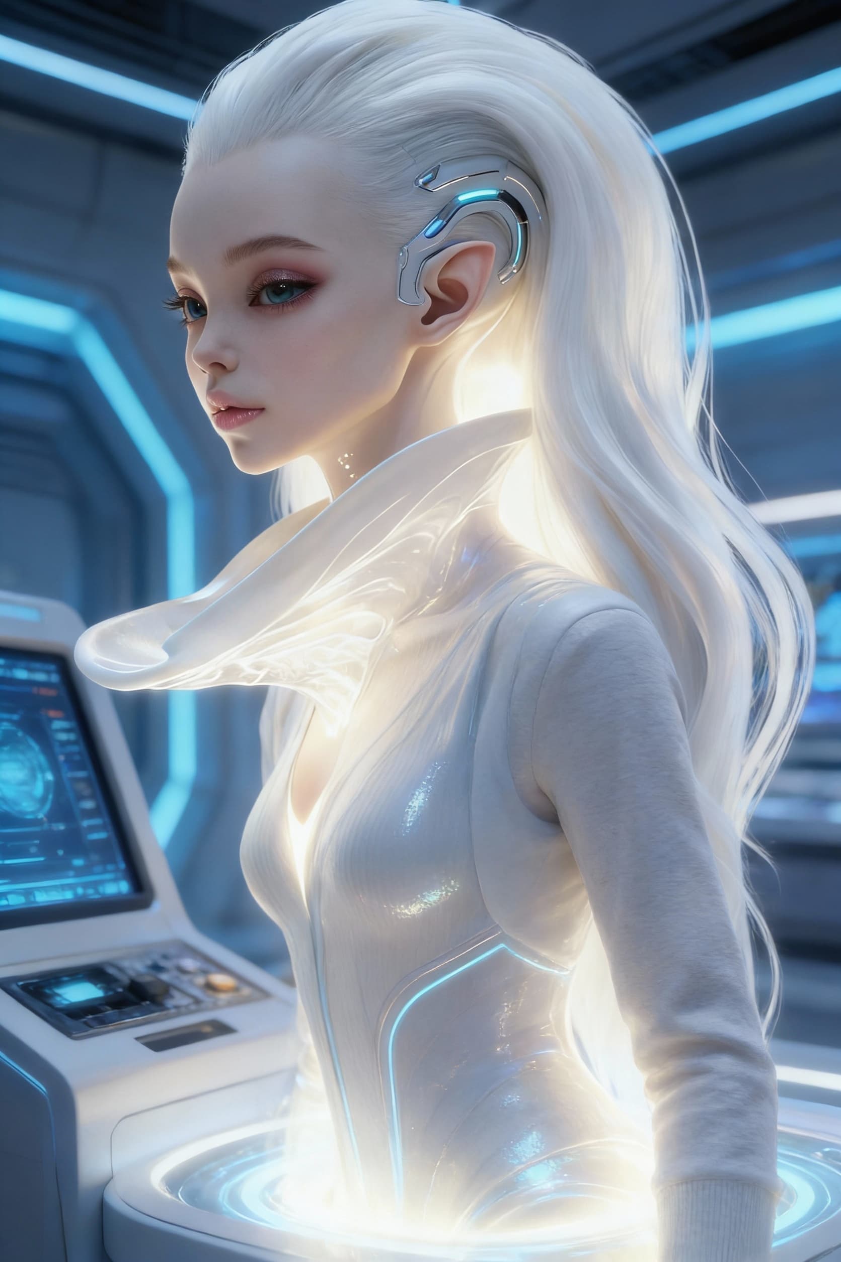 AI generated: Use Reference Images to imagine, in detail, an AI construct of the character emanating from a consol...