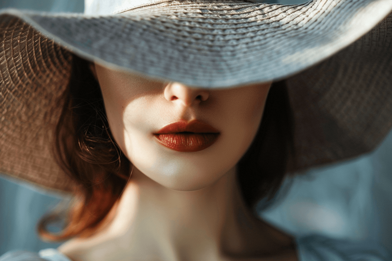 AI generated: a woman whose face is covered by a wide-brimmed hat --ar 3:2 --v 6.0 