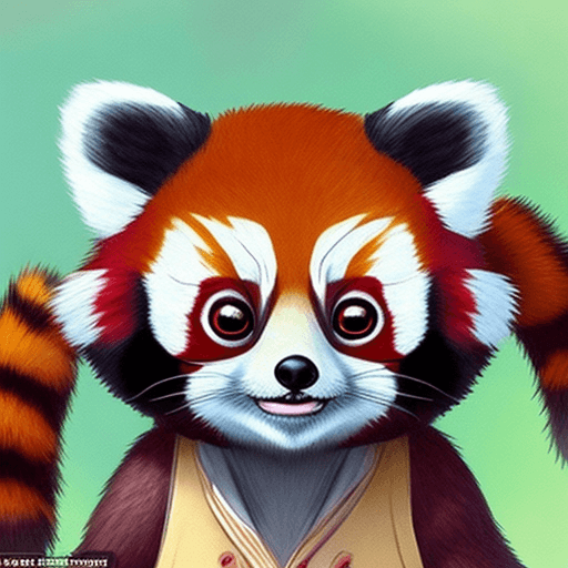 AI generated: red panda, cute appearance, docile character, big eyes, round ears, flat face, thick tail, vivid, fu...
