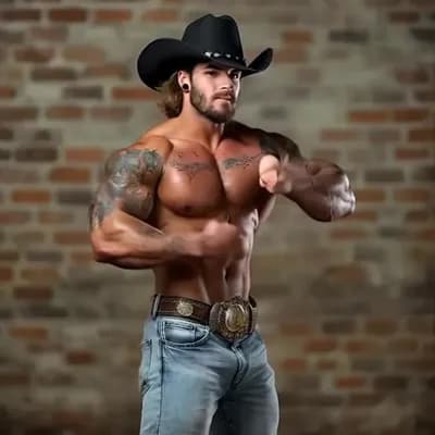 AI generated video: Flexing double biceps