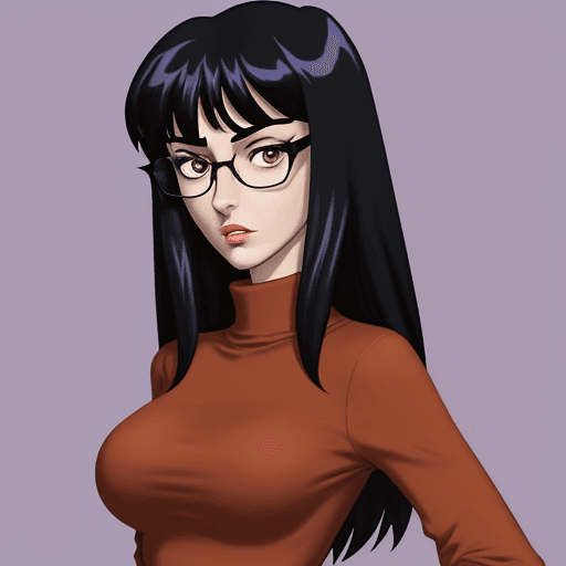 AI generated: Daria Morgendorffer the main character of the animated series Daria, serious expression, very excite...