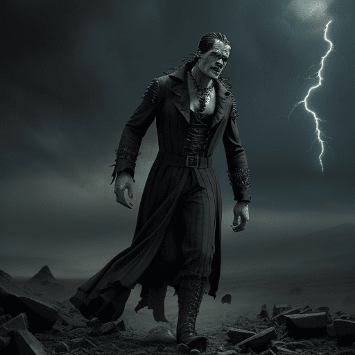 AI generated: Frankenstein labatory, intricate detail, gothic, cinematic style, style: 30's movie, action scene, l...