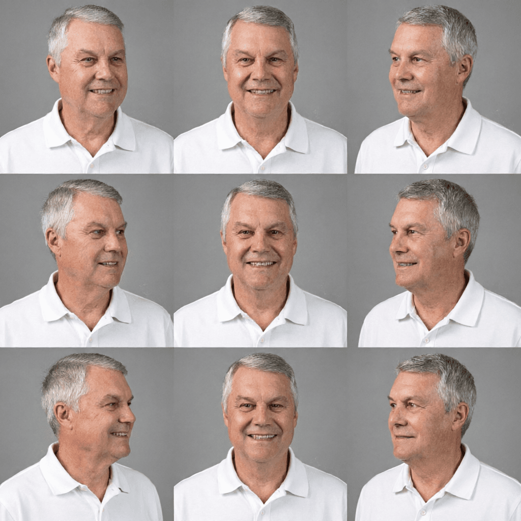 AI generated: crop image to only the man's face, then remove old background and shirt first and then create a visu...