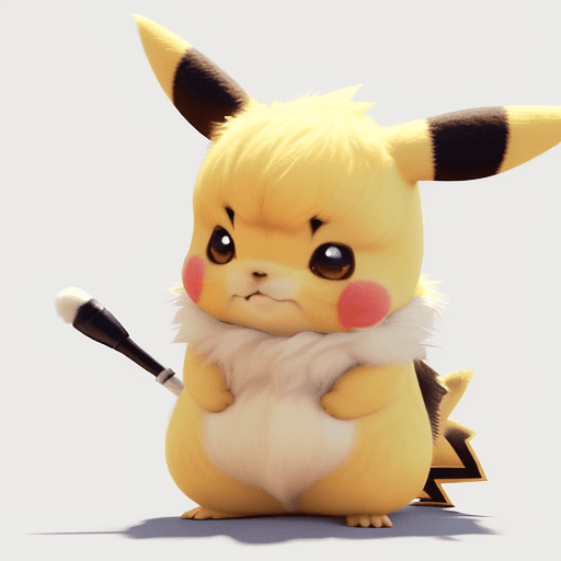 AI generated: promotional art, of a very very cute disney pixar pikachu round fluffy very furry character. white b...