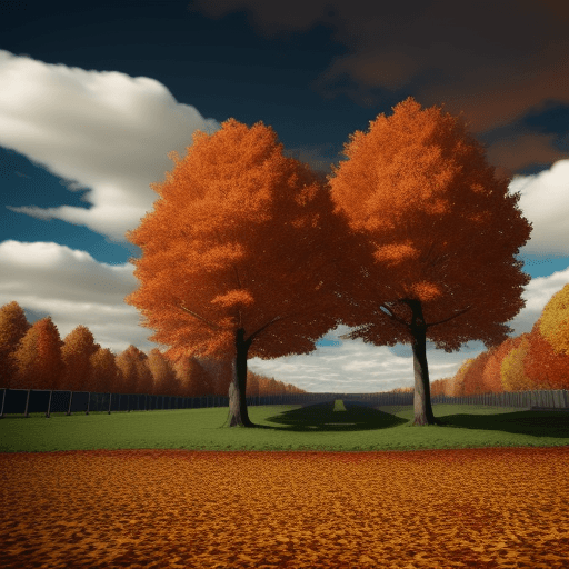AI generated: World War II background, trees, clouds, autumn, animation style,