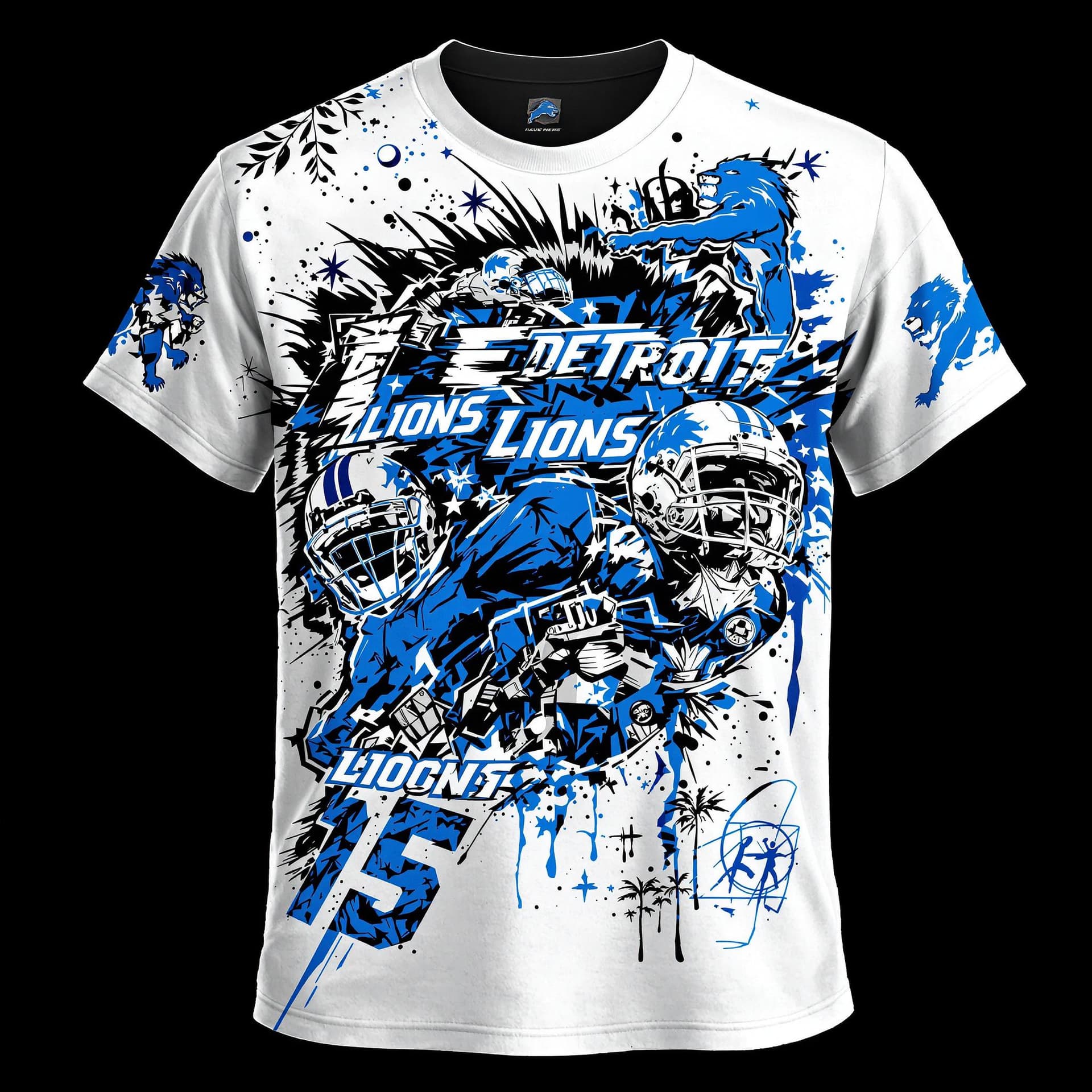 AI generated: Design t-shirt of Detroit Lions using modern and throwback influences, ultra realistic in details an...