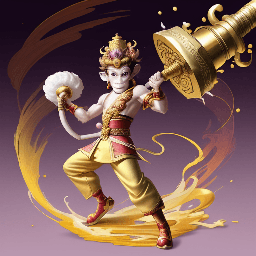 AI generated: Amazing male cartoon figure, the adorable Monkey King from the Chinese mythology story Journey to th...