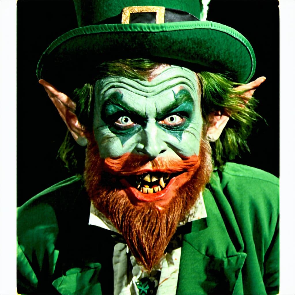 AI generated: gay leprechaun, horror movie poster