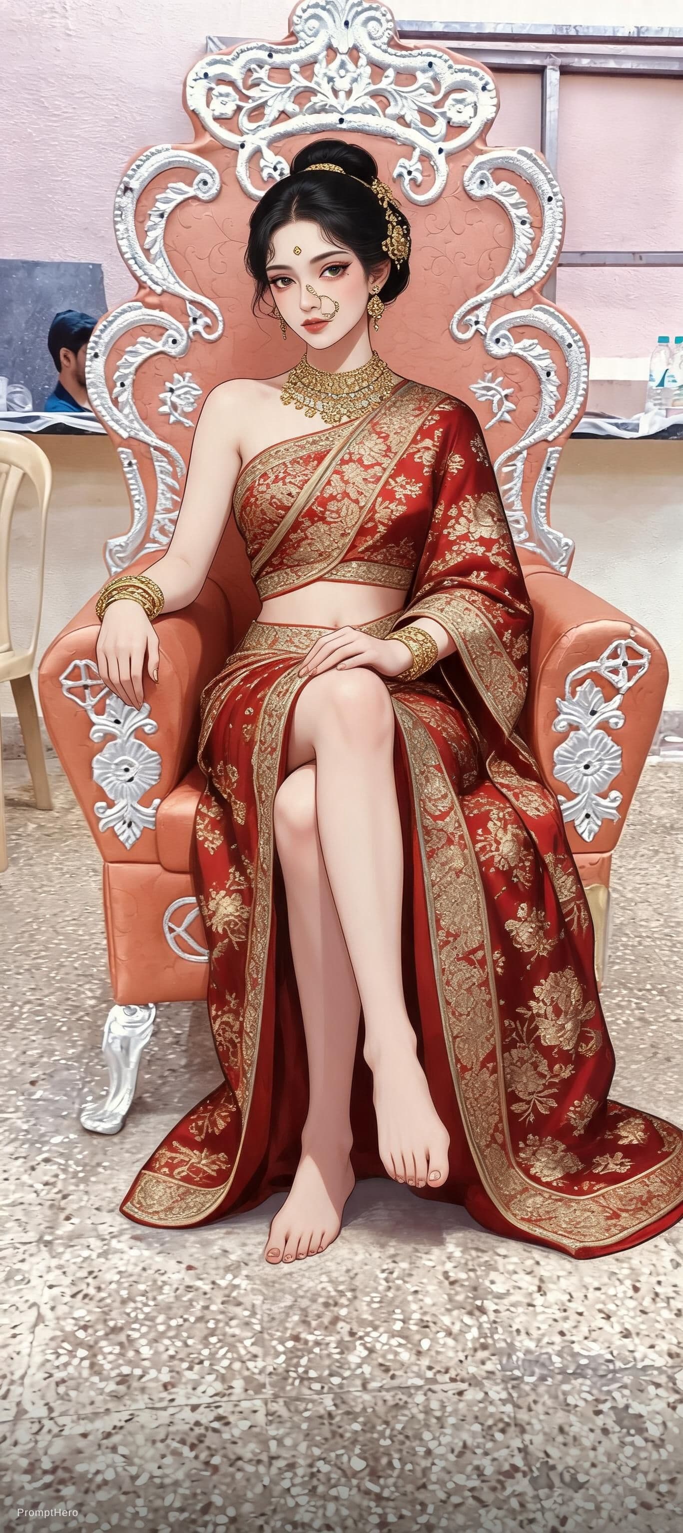 AI generated: Create a sexy girl in india style. and look like sexy. combine with photo