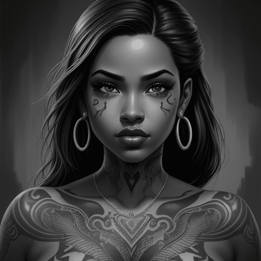 AI generated: female, fantasy, beauty, Brown skin ethnicity, in the style of noir comic art, realistic hyper-detai...