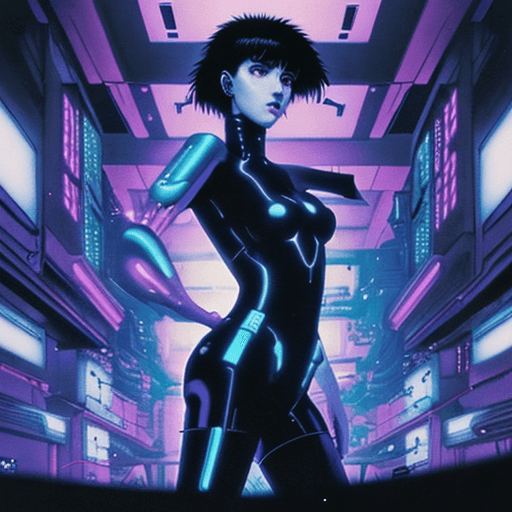 AI generated: early techno rave music inspired by ghost in the shell, 90s manga aesthetic