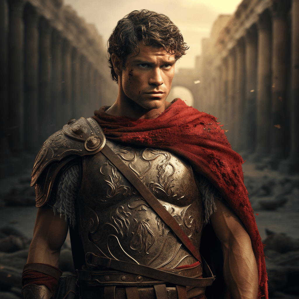 AI generated: A cover of the Roman male character, in the style of high dynamic range, cut/ ripped