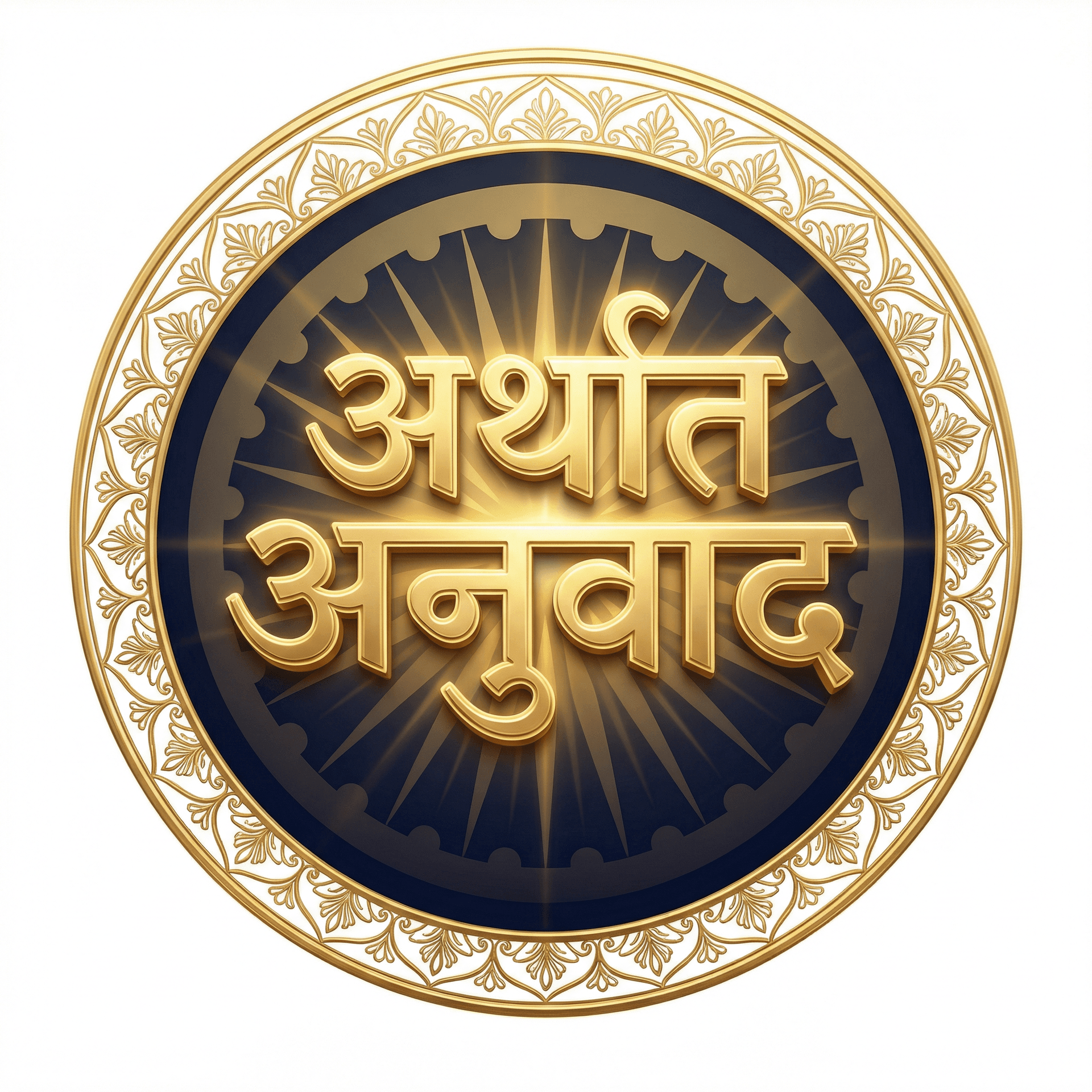 AI generated: Create a luxurious circular logo for Instagram page ‘अर्थात अनुवाद’, inspired by ancient Indian epic...
